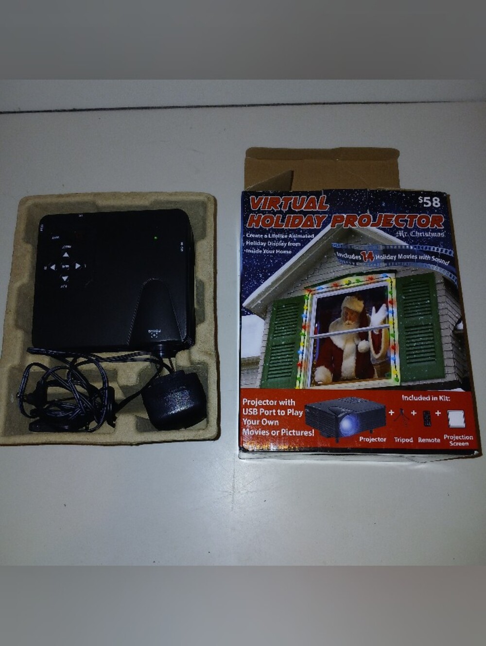 Virtual Holiday Projector - Black Portable Projection Unit
